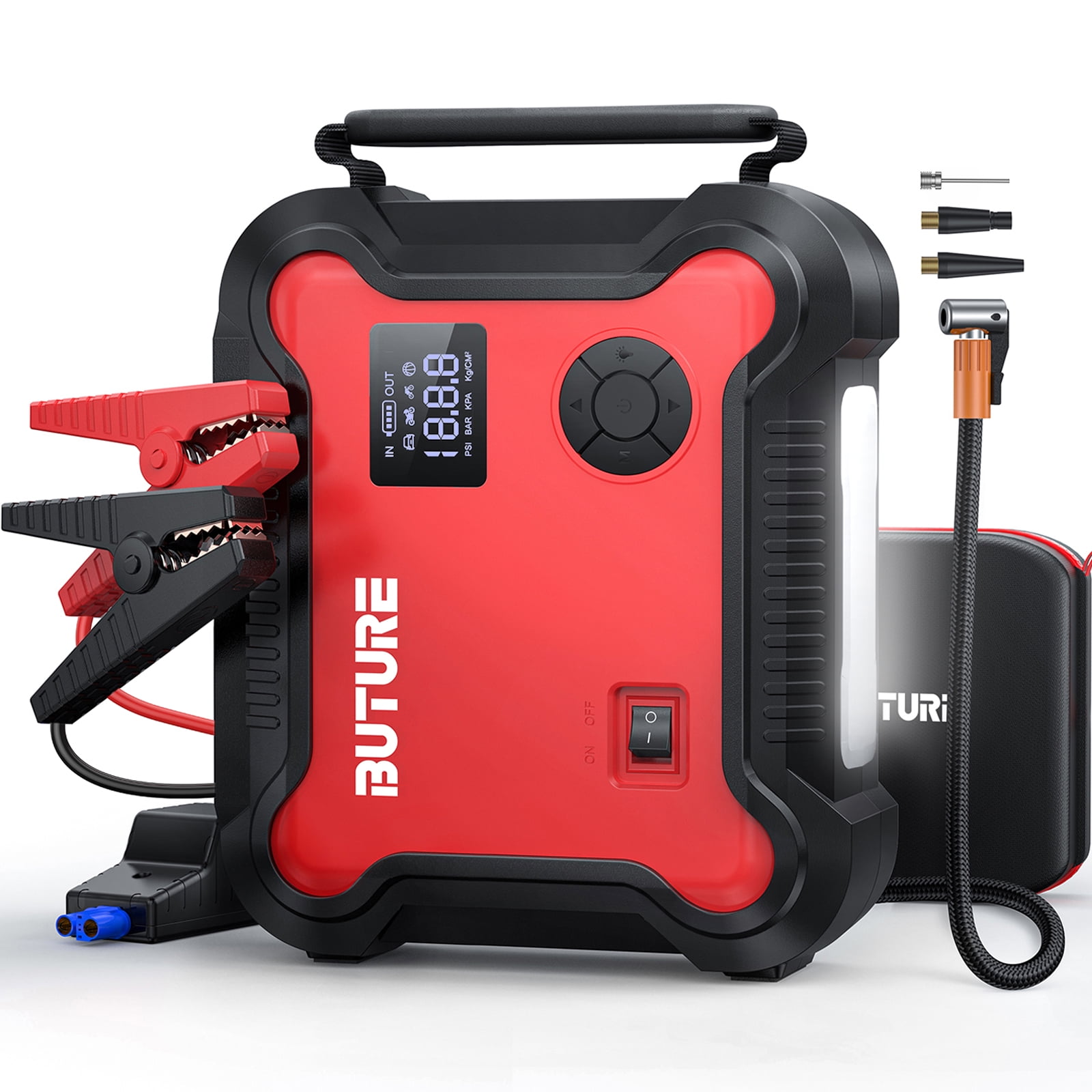 Jump starter with air compressor