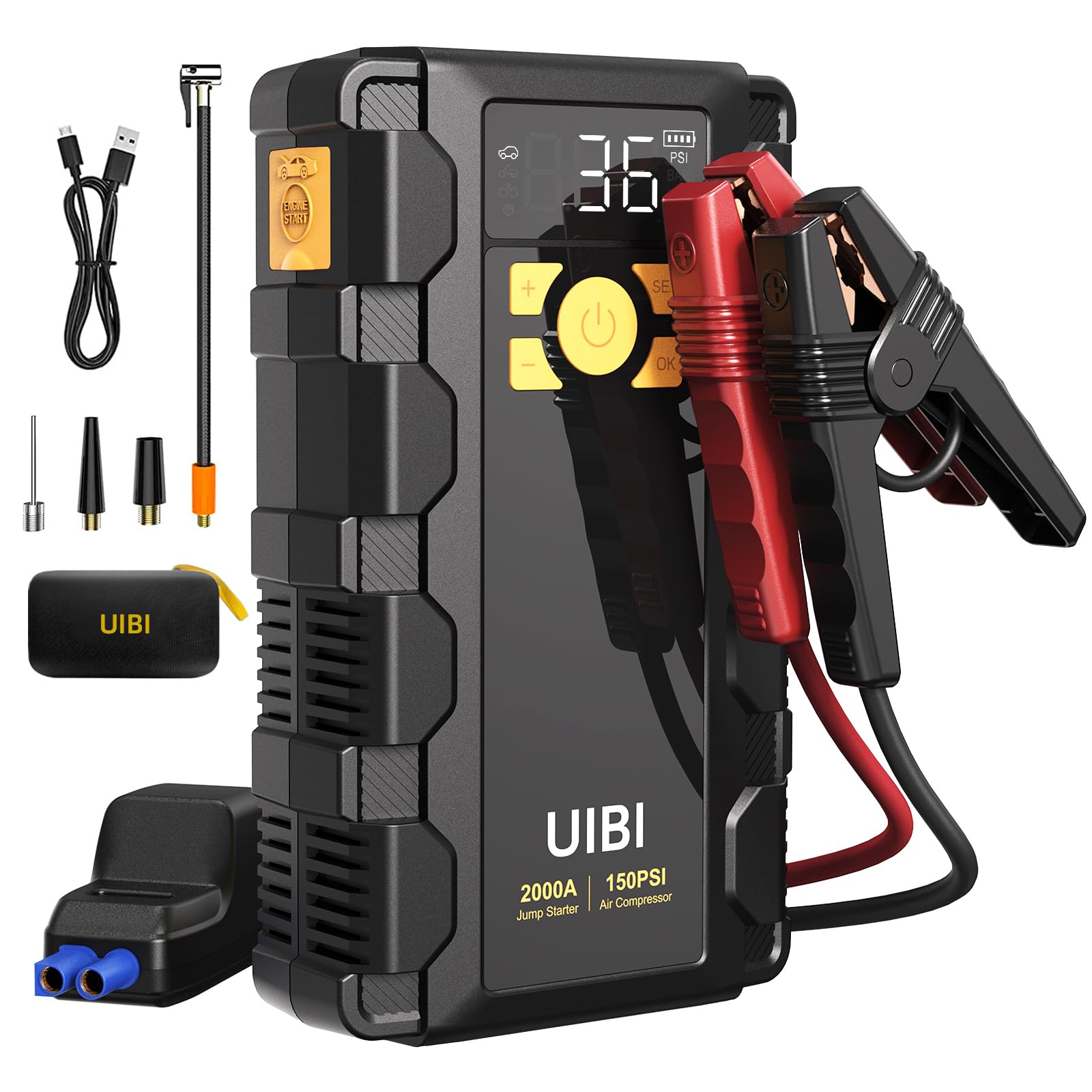 Jump starter with air compressor