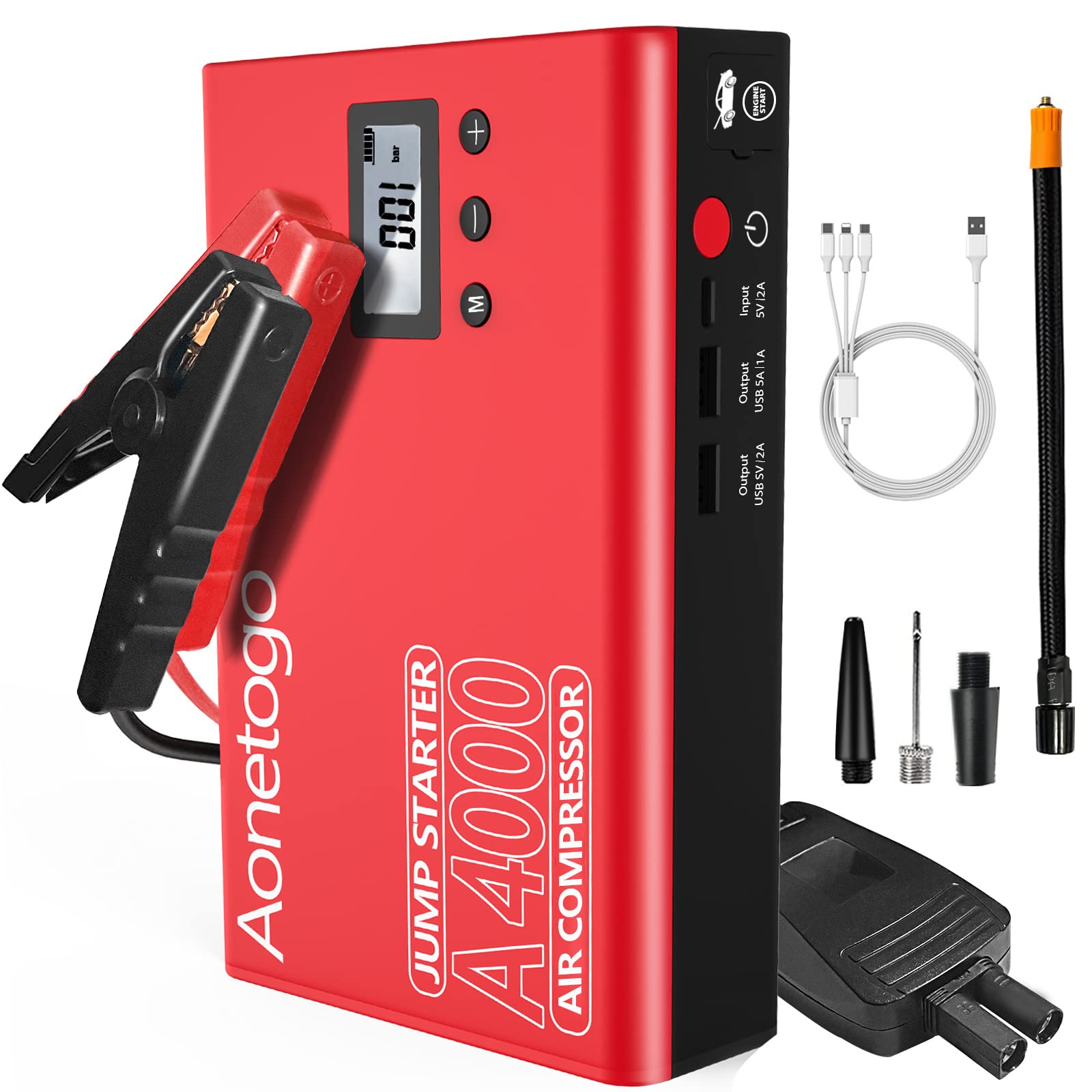 Jump starter with air compressor