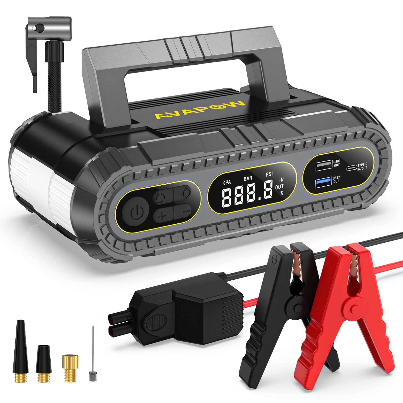 Jump starter with air compressor