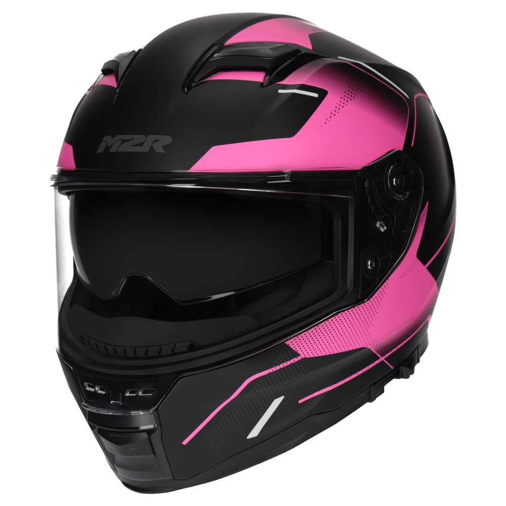 pink motorcycle helmet