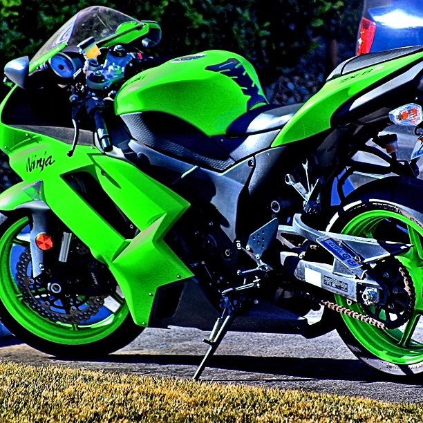 green motorcycle