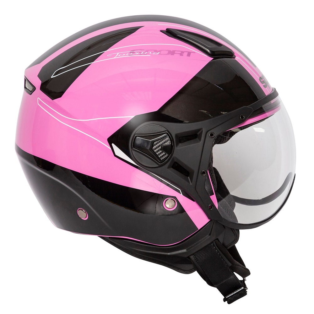 pink motorcycle helmet