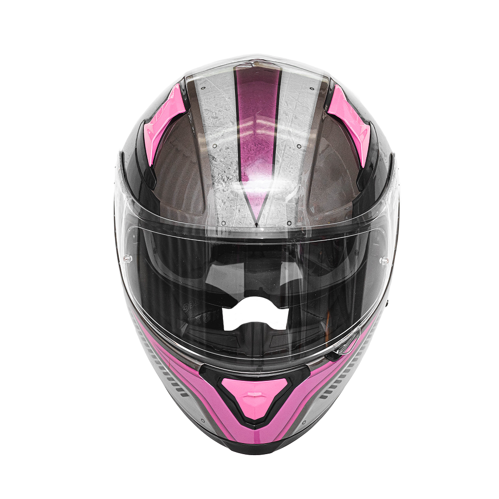 pink motorcycle helmet
