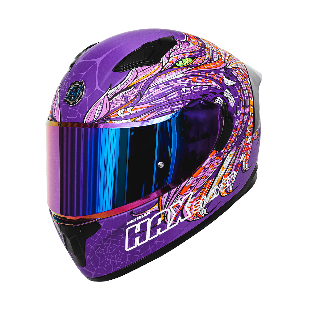 purple motorcycle helmet