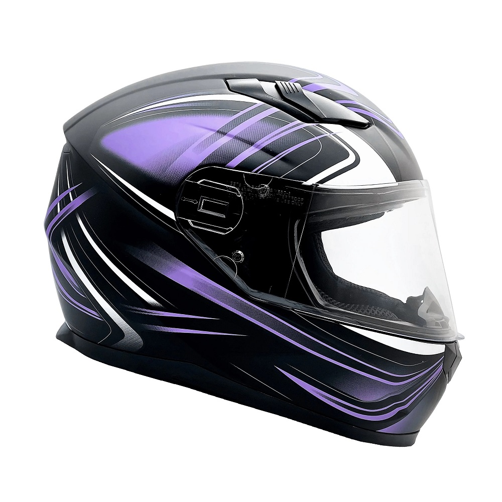 purple motorcycle helmet
