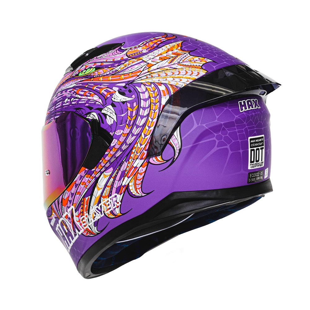 purple motorcycle helmet