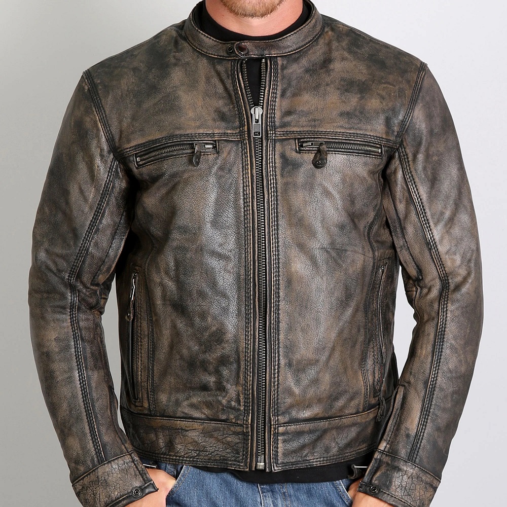 brown leather motorcycle jacket