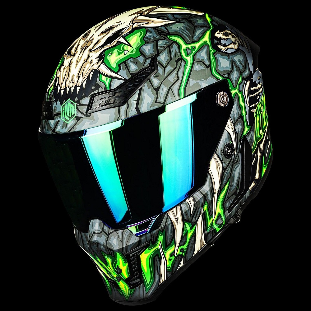 green motorcycle helmet