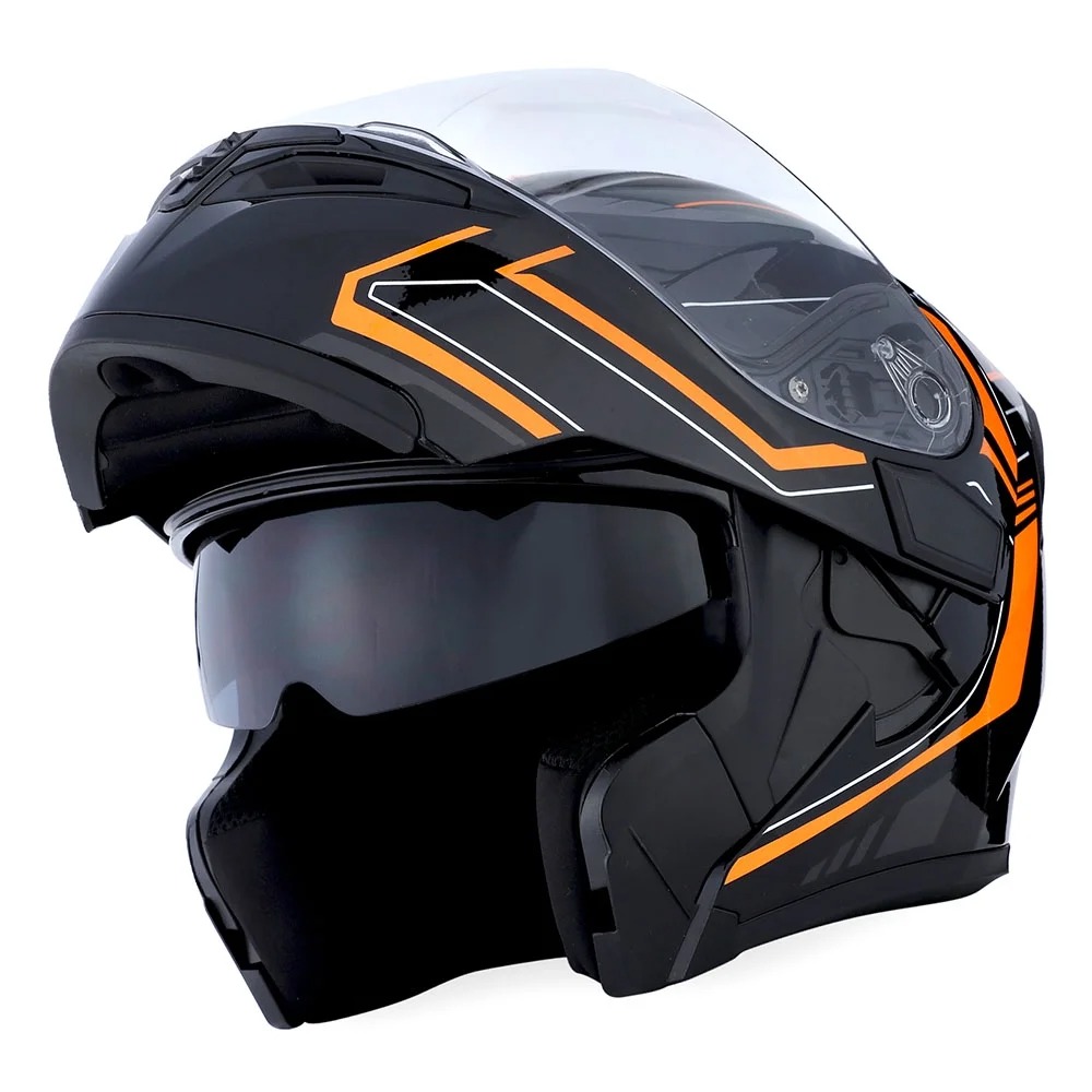 orange motorcycle helmet