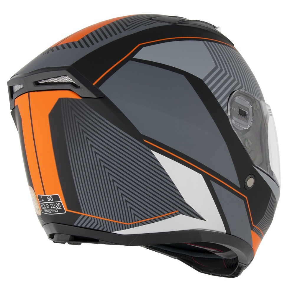 orange motorcycle helmet