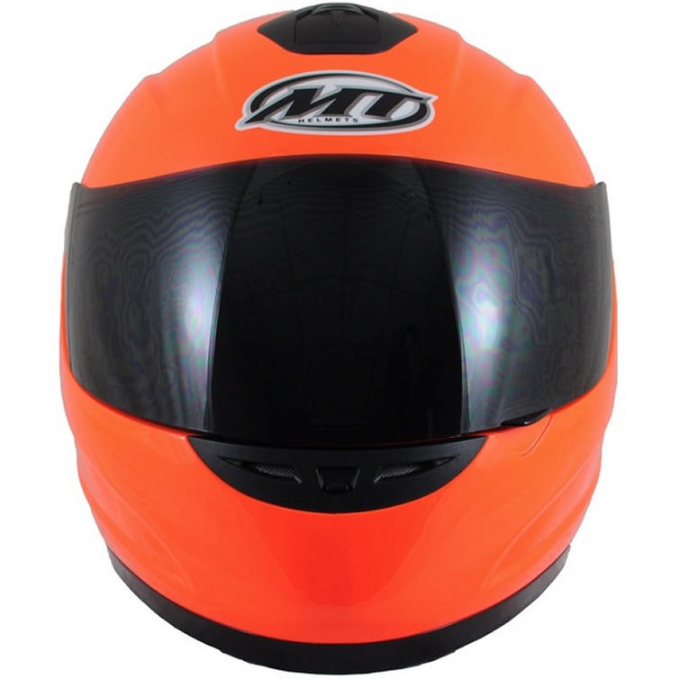 orange motorcycle helmet