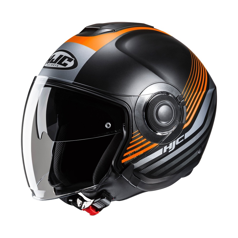orange motorcycle helmet