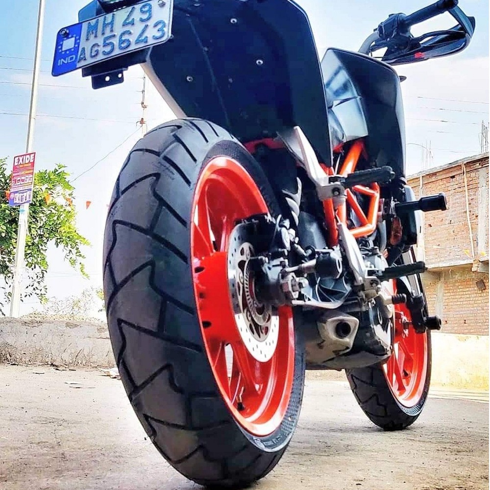 car tire on motorcycle
