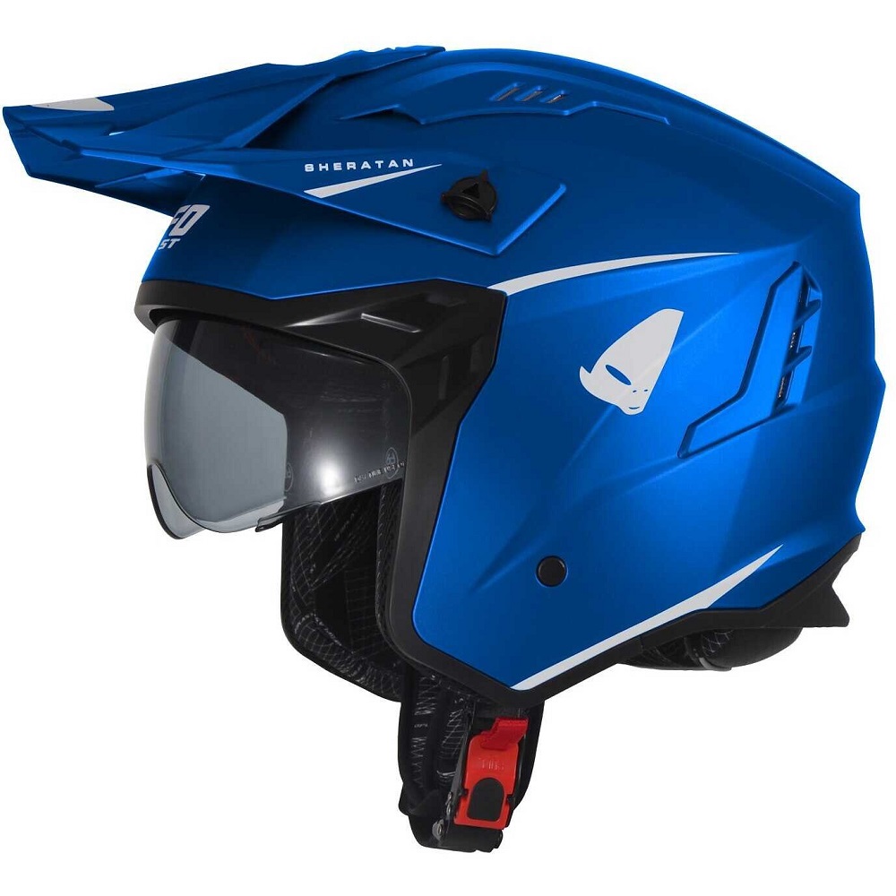 blue motorcycle helmet