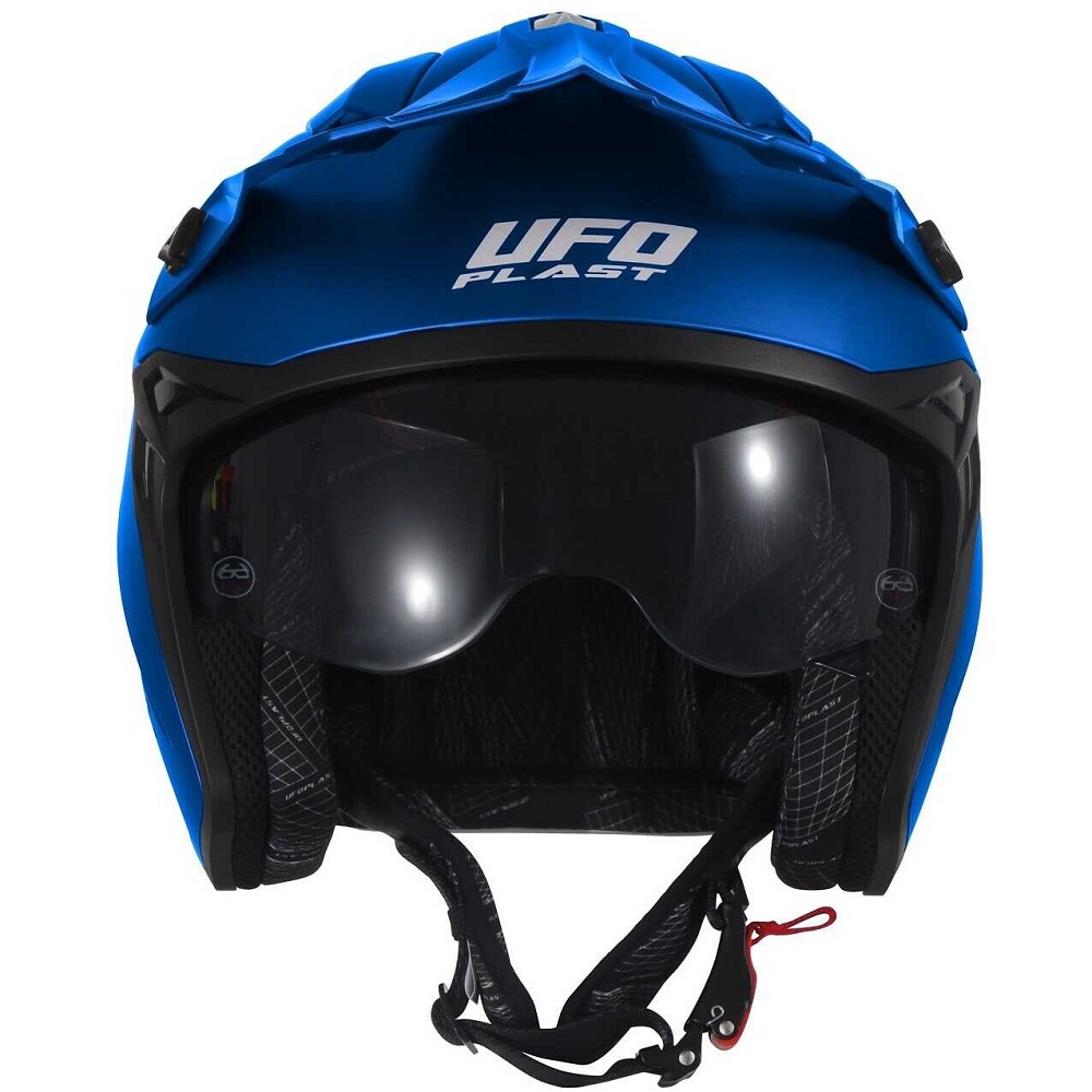 blue motorcycle helmet