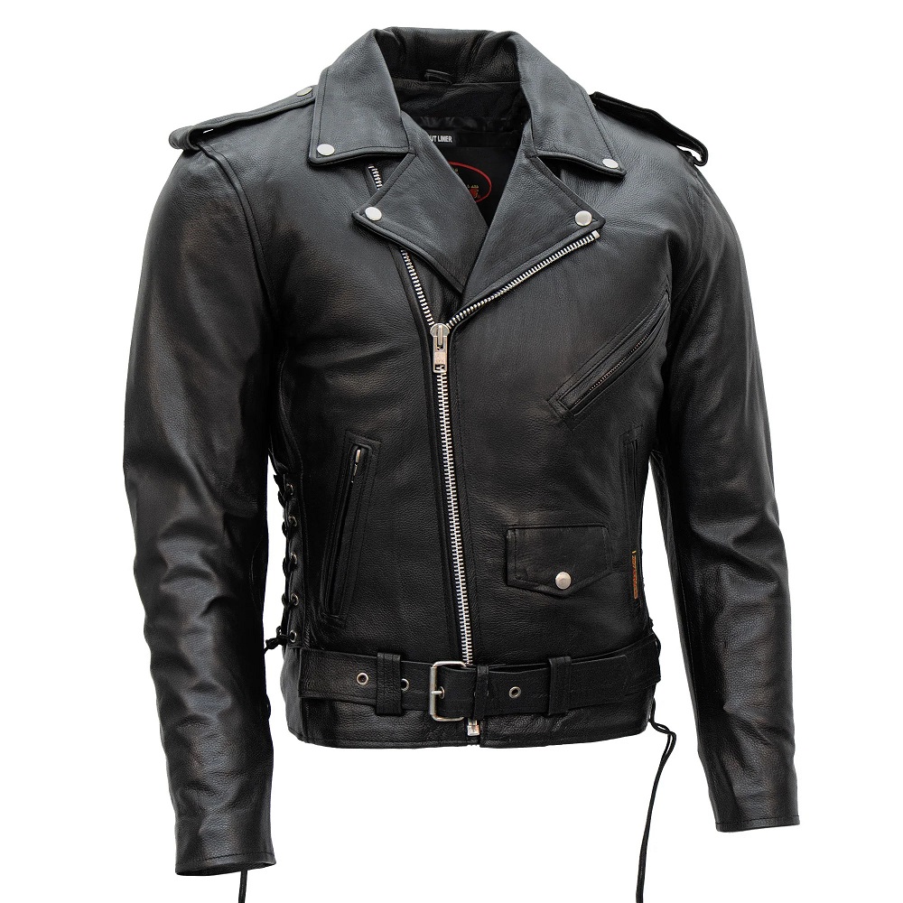 men's leather motorcycle jacket