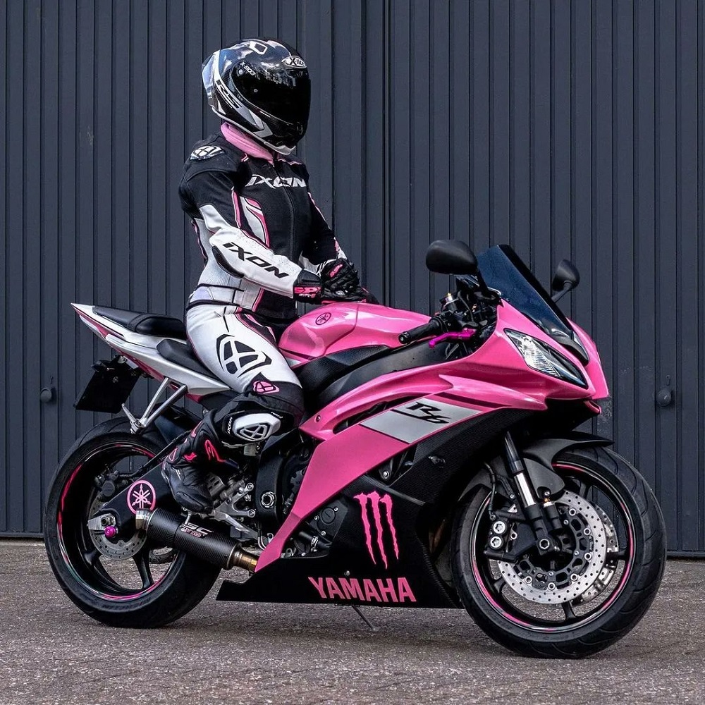 black and pink motorcycle