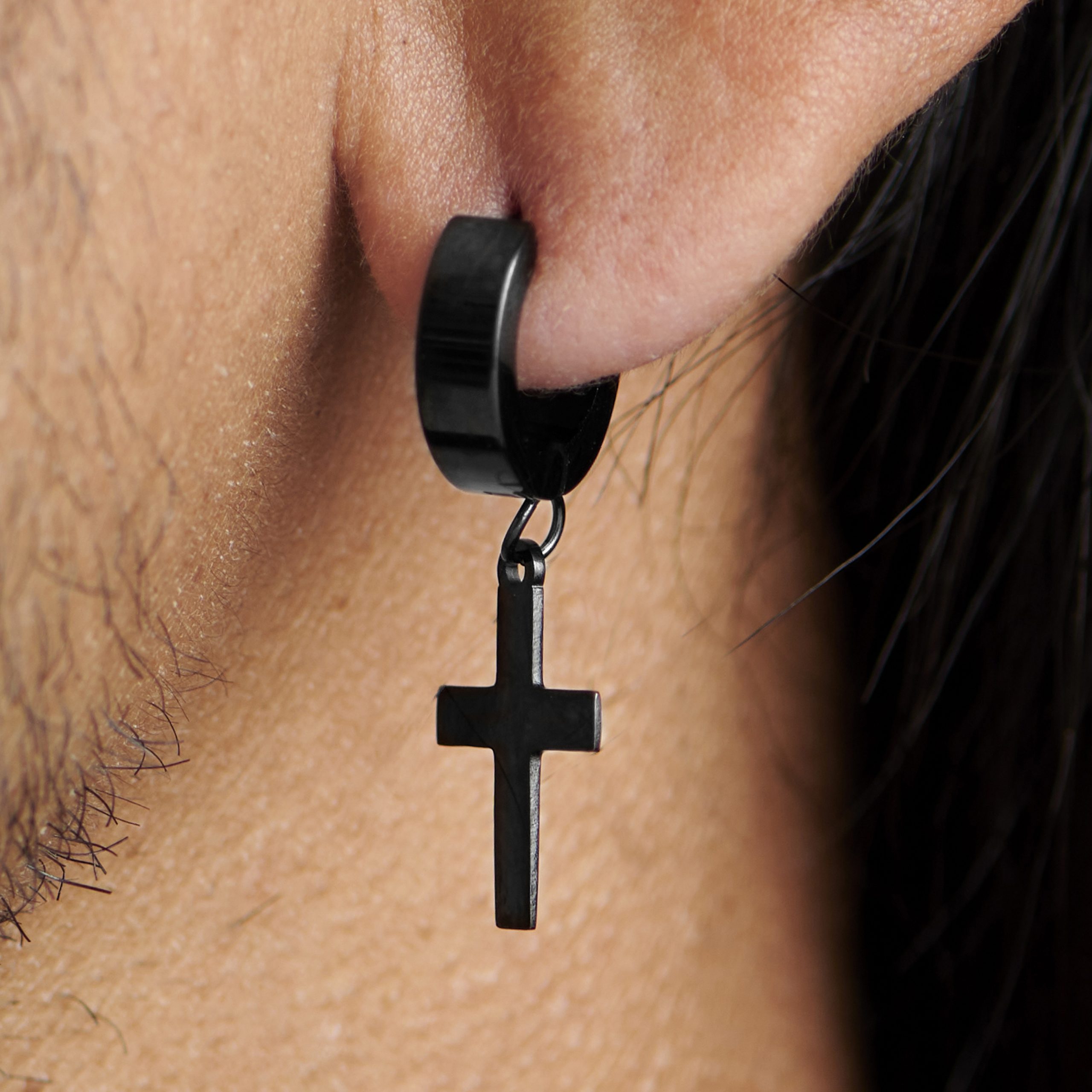 cross earrings men