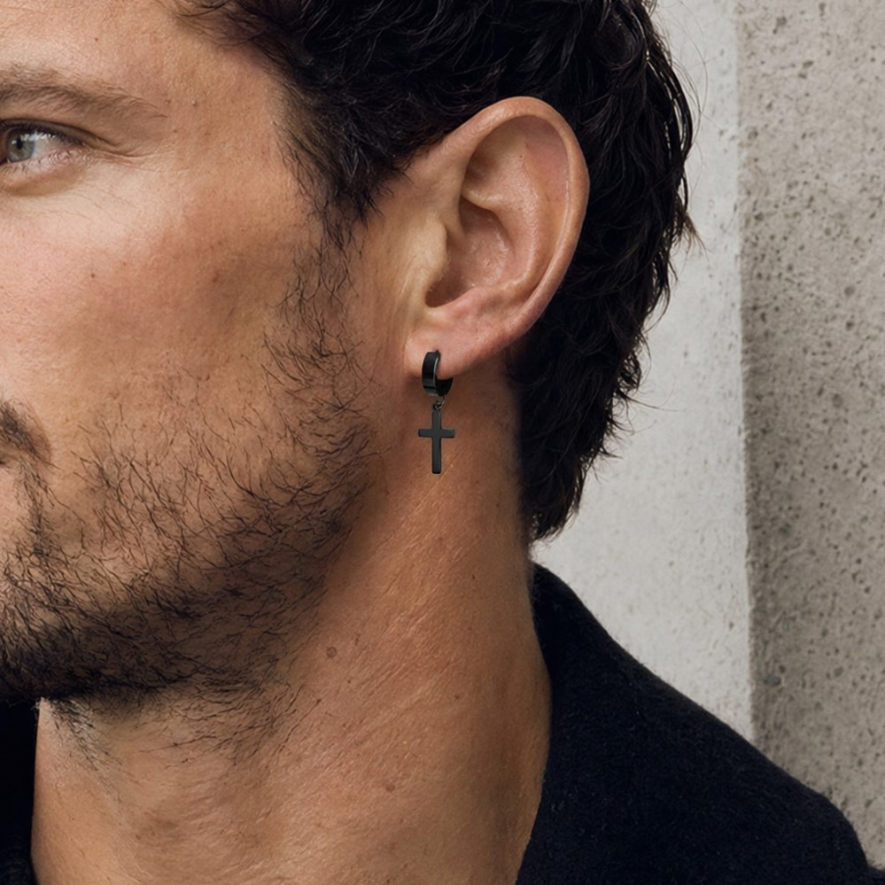 cross earrings men