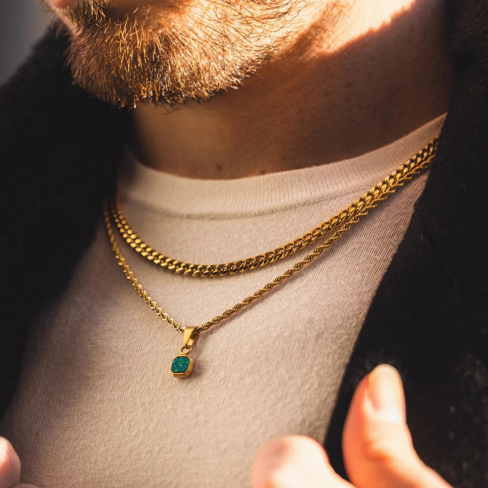 mens gold chain with pendant