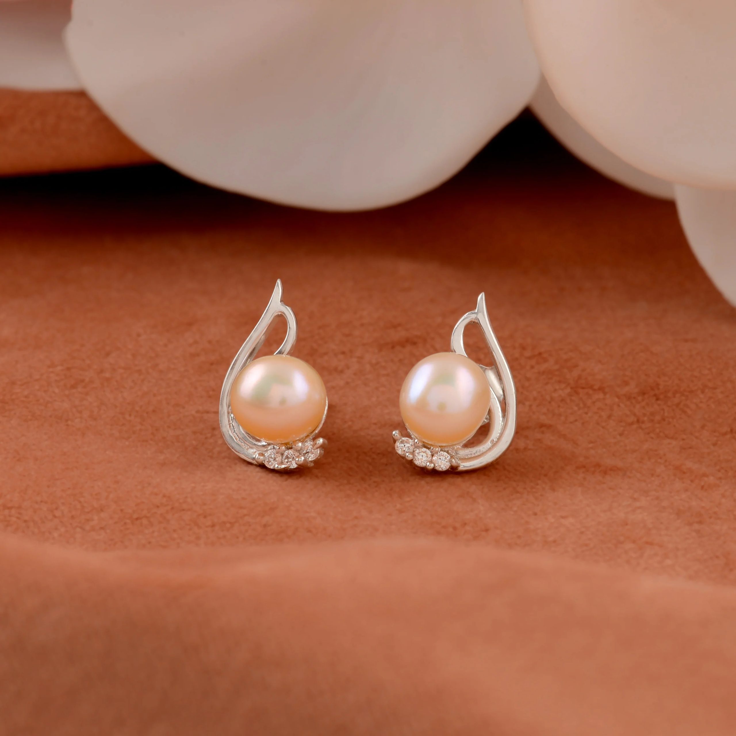 pearl stud earrings
