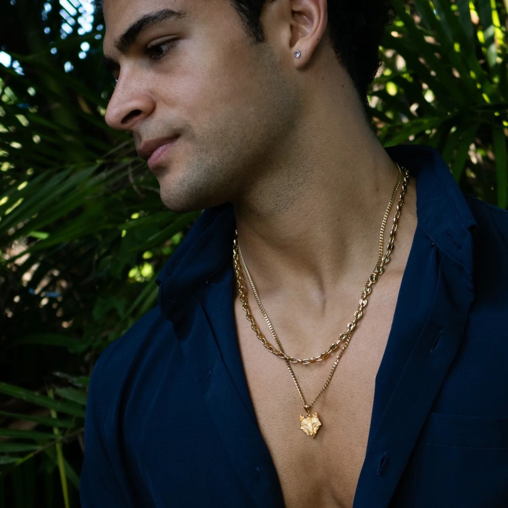 mens gold chain with pendant